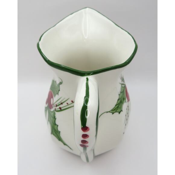 RCCL Portugal Hand Painted Holly Berries Ceramic Christmas Holiday Pitcher Jug - Picture 6 of 15